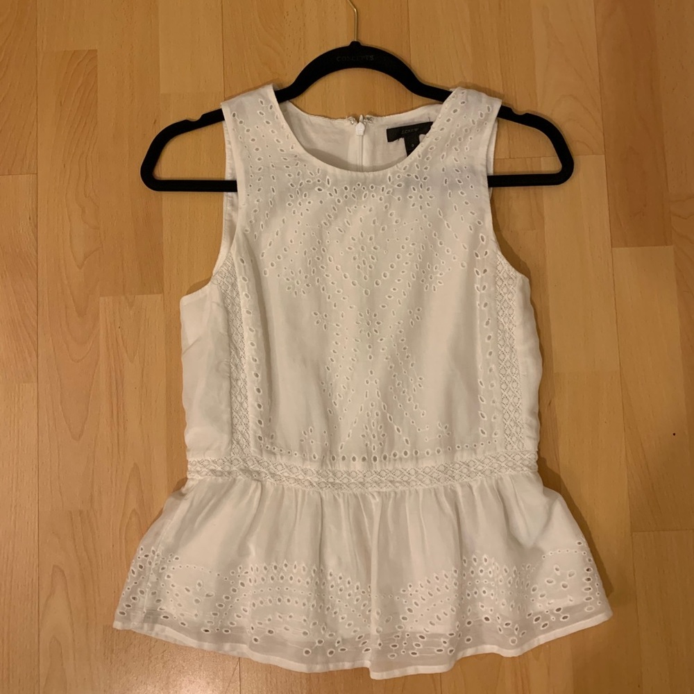JCrew White Peplum Top